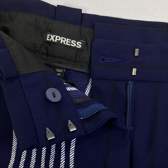 Express Women’s Blue with White & Orange Stripes Tapered Dress Pants Size 2S - Picture 5 of 10